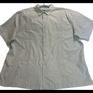 Café Luna Men's 2XL Blue Solid Woven Short Sleeve Button-Up Shirt w/ Pockets